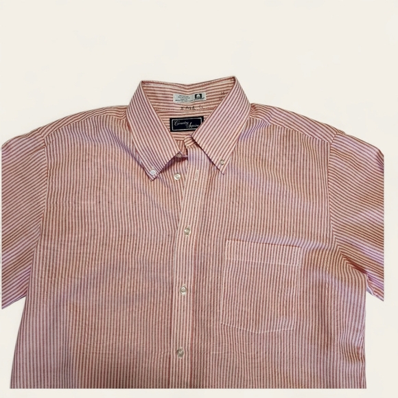 Vintage Country Squire Red Striped Button Down Shirt | Men's 16-34/35 - Picture 2 of 7